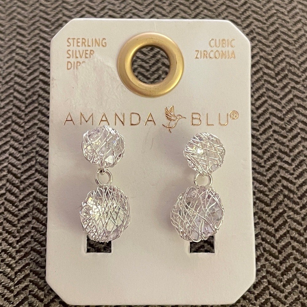Amanda Blu CZ Silver Dipped Dangle Earrings